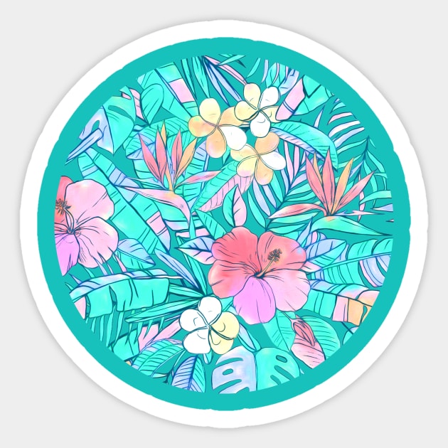 Pretty Pastel Hawaiian Hibiscus Print Sticker by micklyn